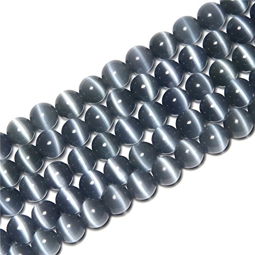 HAAMIIQII 45pcs 8mm Grau Cat Eye Perlen Runde Lose Edelstein Perlen für Schmuck Herstellung DIY Armband Halskette von HAAMIIQII