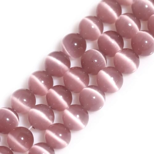 HAAMIIQII 45pcs 8mm Light Purple Cat Eye Perlen Runde Lose Edelstein Perlen für Schmuck Herstellung DIY Armband Halskette von HAAMIIQII