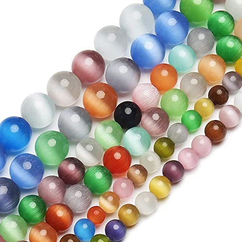 HAAMIIQII 45pcs 8mm Mischfarbe Cat Eye Perlen Runde Lose Edelstein Perlen für Schmuck Herstellung DIY Armband Halskette von HAAMIIQII