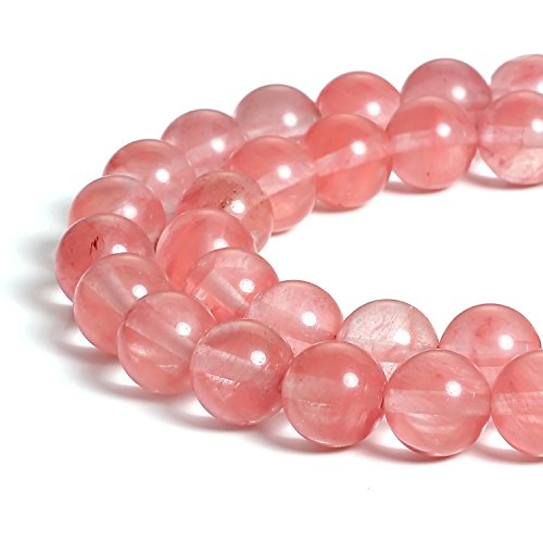 HAAMIIQII 45pcs 8mm Wassermelone Kirsch Quarz Kristall Perlen Runde Lose Edelstein Perlen für Schmuck Herstellung DIY Armband Halskette von HAAMIIQII