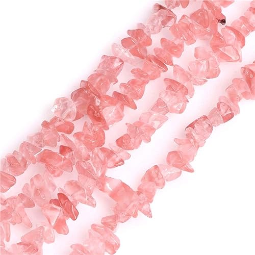 HAAMIIQII 5-8mm Kirsch Quarz Kristall Chips Perlen Unregelmäßige Chip Steine Lose Edelstein Perlen Energie Heilung Perlen für Schmuck Making Strand 80 cm von HAAMIIQII