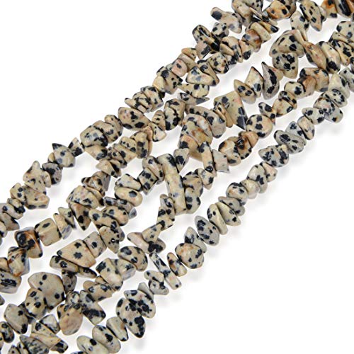 HAAMIIQII 5-8mm Natürliche Dalmatin Jaspis Chips Perlen Unregelmäßige Chip Steine Lose Edelstein Perlen Energie Heilung Perlen für Schmuck Making Strand 80 cm von HAAMIIQII