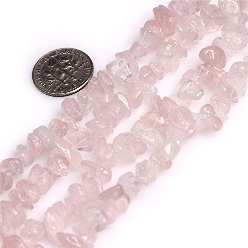 HAAMIIQII 5-8mm Natürliche Rosenquarz Chips Perlen Kristall Unregelmäßige Chip Steine Lose Edelstein Perlen für Schmuck Making Strang 80 cm von HAAMIIQII
