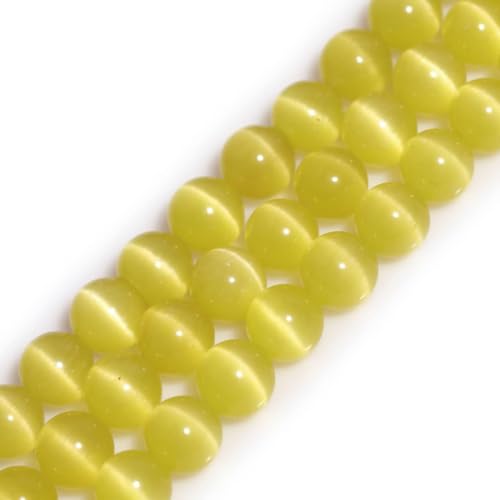HAAMIIQII 60pcs 6mm Gelb Cat Eye Perlen Runde Lose Edelstein Perlen für Schmuck Herstellung DIY Armband Halskette von HAAMIIQII