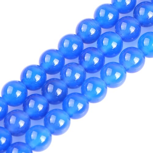 HAAMIIQII 60pcs 6mm Natürliche Blaue Achat Perlen Runde Lose Edelstein Perlen für Schmuck Herstellung DIY Armband Halskette von HAAMIIQII