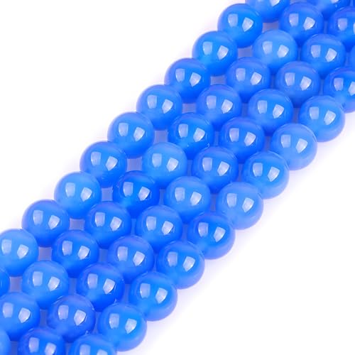 HAAMIIQII 60pcs 6mm Natürliche Blaue Achat Perlen Runde Lose Edelstein Perlen für Schmuck Herstellung DIY Armband Halskette von HAAMIIQII