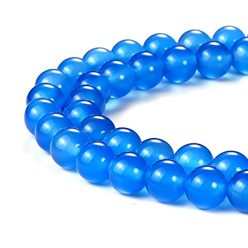 HAAMIIQII 60pcs 6mm Natürliche Blaue Achat Perlen Runde Lose Edelstein Perlen für Schmuck Herstellung DIY Armband Halskette von HAAMIIQII