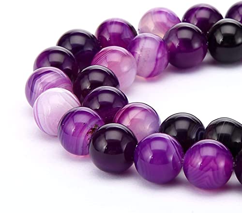 HAAMIIQII 60pcs 6mm Natürliche Lila Banded Achat Perlen Runde Lose Edelstein Perlen für Schmuck Herstellung DIY Armband Halskette von HAAMIIQII