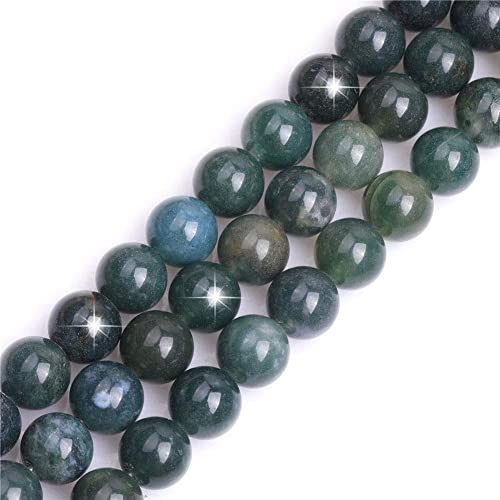 HAAMIIQII 60pcs 6mm Natürliche Moos Achat Perlen Runde Lose Edelstein Perlen für Schmuck Herstellung DIY Armband Halskette von HAAMIIQII