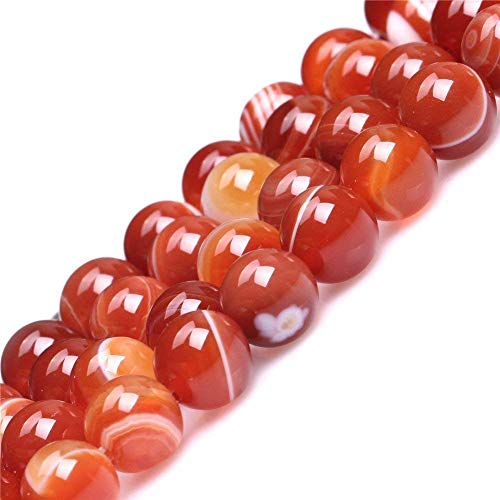 HAAMIIQII 60pcs 6mm Natürliche Rot Banded Karneol Perlen Runde Lose Edelstein Perlen für Schmuck Herstellung DIY Armband Halskette von HAAMIIQII