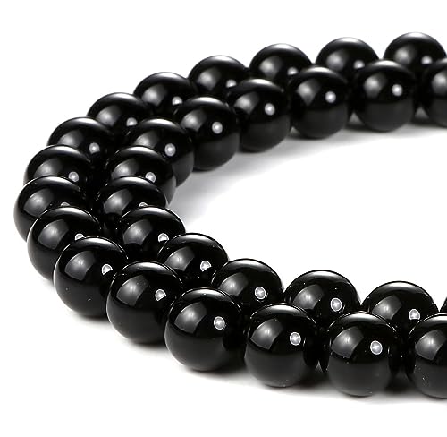 HAAMIIQII 60pcs 6mm Natural Black Achat Onyx Perlen Runde Lose Edelstein Perlen für Schmuck Herstellung DIY Armband Halskette von HAAMIIQII