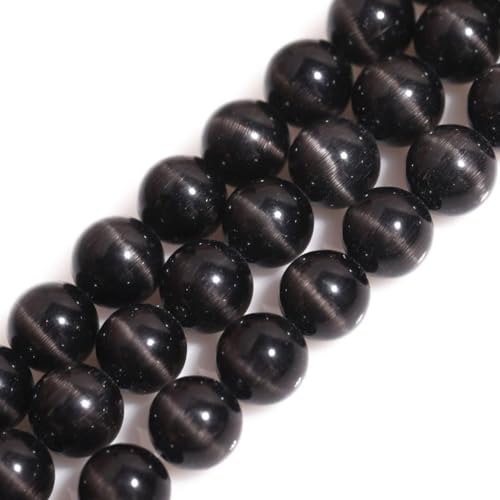 HAAMIIQII 60pcs 6mm Schwarz Cat Eye Perlen Runde Lose Edelstein Perlen für Schmuck Herstellung DIY Armband Halskette von HAAMIIQII