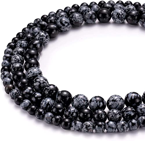 HAAMIIQII 60pcs 6mm natürliche Schneeflocke Obsidian Perlen Runde lose Edelstein Perlen für Schmuck Herstellung DIY Armband Halskette von HAAMIIQII