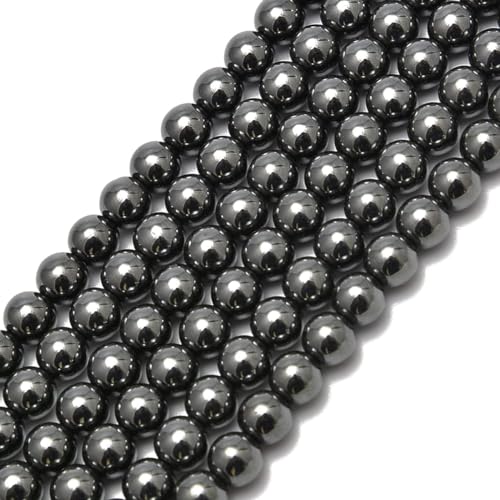 HAAMIIQII 60pcs 6mm natürliche schwarze Hämatit Perlen Runde lose Edelstein Perlen für Schmuck Herstellung DIY Armband Halskette von HAAMIIQII