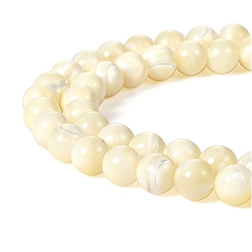 HAAMIIQII 60pcs 6mm natürliche weiße Mutter der Perle Shell Perlen Runde lose Edelstein Perlen für Schmuck Herstellung DIY Armband Halskette von HAAMIIQII