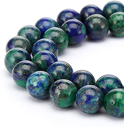 HAAMIIQII Natürliche Phönix-Lapislazuli-Chrysokoll-Perlen, rund, lose Edelsteinperlen für Schmuckherstellung, Armband, Halskette, 35 Stück HAAMIIQII Natürliche Phönix-Lapislazuli-Chrysokoll-Perlen, rund, lose Edelsteinperlen für Schmuckherstellung, Armband, Halskette, 35 Stück von HAAMIIQII