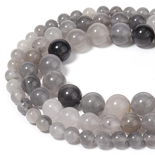 HAAMIIQII Natürliche Wolkenquarz-Kristallperlen, rund, lose Edelsteinperlen für Schmuckherstellung, DIY-Armband, Halskette, 45 Stück, 8 mm von HAAMIIQII