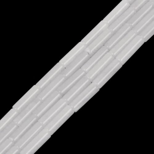 HAAMIIQII Natürliche weiße Jade-Perlen, 13 x 4 mm, Säulenstein, Zylinder, Edelstein, lose Perlen für Schmuckherstellung, Strang, 38,1 cm (28–29 Stück) von HAAMIIQII