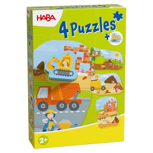 HABA 4 Erste Puzzles – Baustelle – Einstiegspuzzle für Kinder ab 2 Jahren mit Holzfigur, Betonmischer, Kipplaster & Bagger – 2012186003 HABA 4 Erste Puzzles – Baustelle – Einstiegspuzzle für Kinder ab 2 Jahren mit Holzfigur, Betonmischer, Kipplaster & Bagger – 2012186003 von HABA