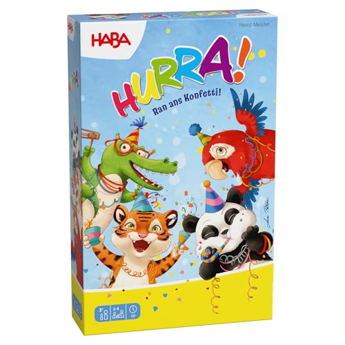 HABA Konfetti-Party – Spiel ab 3 Jahren mit Würfeln & Buntem Konfetti – Farben und Formen erkennen für 2–4 Spieler – 2012214001 von HABA