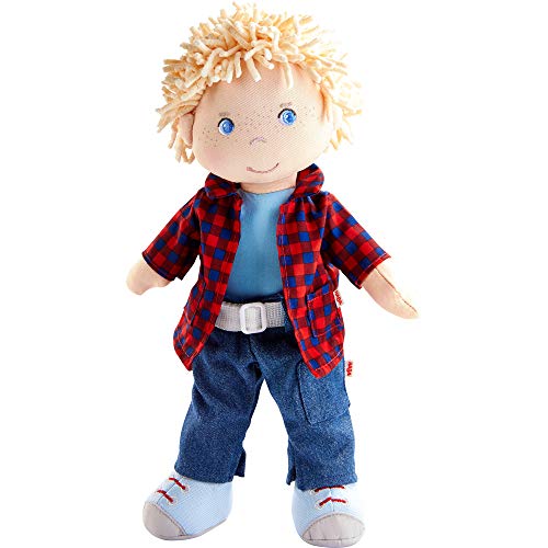 Haba 302843 - Puppe Nick, Weich- und Stoffpuppe ab 18 Monaten, mit Kleidung und Haaren, 30 cm von HABA