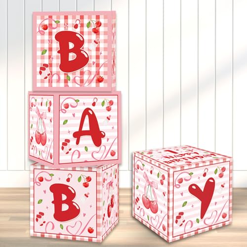 HABDJILTY Luftballon-Boxen mit Aufschrift "Cherry Baby", 1. Geburtstag, Party-Dekoration, 4 Stück, Rosa und Rot, zusammenklappbar, mit Buchstaben, Party-Dekorationen HABDJILTY Luftballon-Boxen mit Aufschrift "Cherry Baby", 1. Geburtstag, Party-Dekoration, 4 Stück, Rosa und Rot, zusammenklappbar, mit Buchstaben, Party-Dekorationen von HABDJILTY