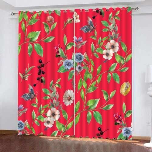 HABEAT 3D Blumen Gardinen Abdunkelnde Blumen Kindervorhänge Vorhang mit ösen 2er Set Vorhänge Blickdicht Verdunkelungs für Kinderzimmer Schlafzimmer Wohnzimmer B 140 X H 160 cm（Stil 22-5） von HABEAT
