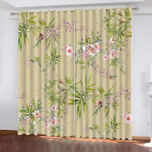 HABEAT 3D Blumen Gardinen Abdunkelnde Blumen Kindervorhänge Vorhang mit ösen 2er Set Vorhänge Blickdicht Verdunkelungs für Kinderzimmer Schlafzimmer Wohnzimmer B 140 X H 160 cm（Stil 29-10） von HABEAT