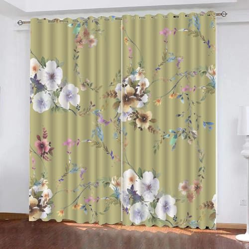 HABEAT 3D Blumen Gardinen Abdunkelnde Blumen Kindervorhänge Vorhang mit ösen 2er Set Vorhänge Blickdicht Verdunkelungs für Kinderzimmer Schlafzimmer Wohnzimmer B 200 X H 160 cm（Stil 21-8） von HABEAT