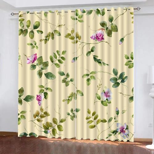HABEAT 3D Blumen Vorhänge Abdunkelnde Blumen Kindervorhänge Vorhang mit ösen 2er Set Gardinen Blickdicht Verdunkelungs für Kinderzimmer Schlafzimmer Wohnzimmer B 150 X H 166 cm（Stil 27-9） von HABEAT