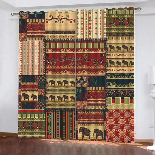 HABEAT 3D Elefant Vorhang Abdunkelnde Kariert Retro Polyester Vorhänge mit ösen 2er Set Gardinen Blickdicht Verdunkelungs Geräuschreduzierung für Schlafzimmer Wohnzimmer B 220 X H 215 cm(Stil 20-6) HABEAT 3D Elefant Vorhang Abdunkelnde Kariert Retro Polyester Vorhänge mit ösen 2er Set Gardinen Blickdicht Verdunkelungs Geräuschreduzierung für Schlafzimmer Wohnzimmer B 220 X H 215 cm(Stil 20-6) von HABEAT