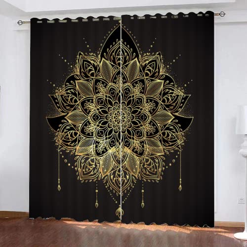 HABEAT 3D Mandala Gardinen Abdunkelnde Retro Bohemian Kindervorhänge Vorhang mit ösen 2er Set Vorhänge Blickdicht Verdunkelungs für Kinderzimmer Schlafzimmer Wohnzimmer B 140 X H 160 cm von HABEAT