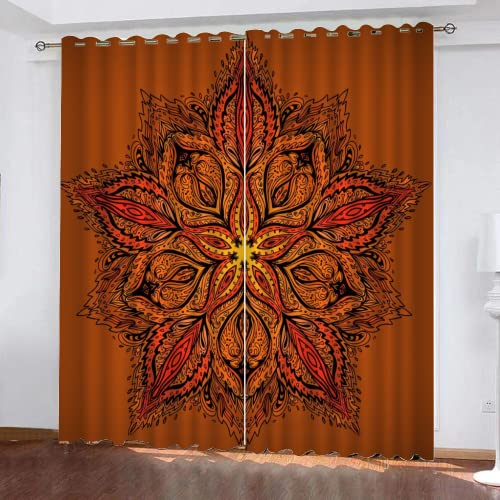 HABEAT 3D Mandala Gardinen Abdunkelnde Retro Bohemian Kindervorhänge Vorhang mit ösen 2er Set Vorhänge Blickdicht Verdunkelungs für Kinderzimmer Schlafzimmer Wohnzimmer B 140 X H 160 cm von HABEAT