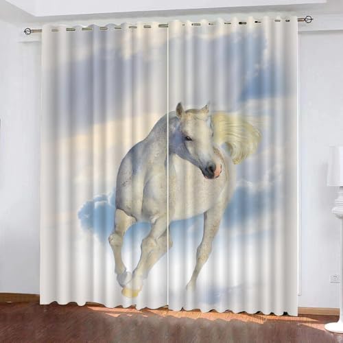HABEAT 3D Pferd Gardinen Abdunkelnde Tiere Pferd Kindervorhänge Vorhang mit ösen 2er Set Vorhänge Blickdicht Verdunkelungs für Kinderzimmer Schlafzimmer Wohnzimmer B 140 X H 160 cm（Stil 6-6） von HABEAT