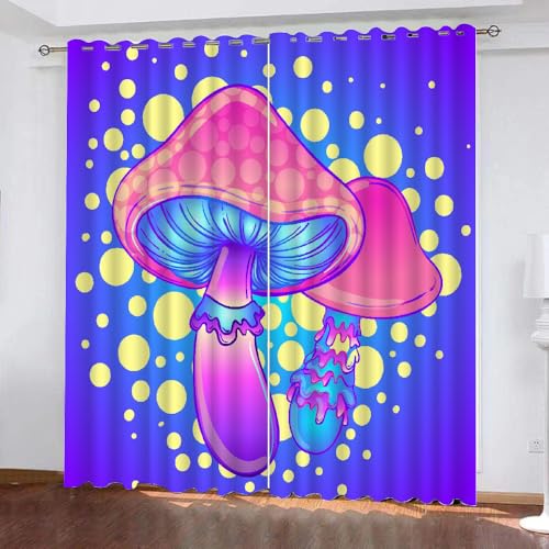 HABEAT 3D Pilz Gardinen Abdunkelnde Pilz Kinder vorhänge Vorhang mit ösen 2er Set Vorhänge Blickdicht Verdunkelungs für Kinderzimmer Schlafzimmer Wohnzimmer B 200 X H 160 cm（Stil 9-5） von HABEAT