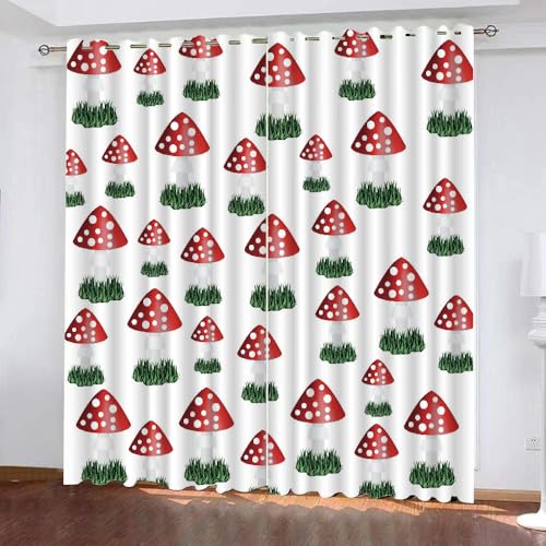 HABEAT 3D Pilz Vorhänge Abdunkelnde Pilz Kinder vorhänge Vorhang mit ösen 2er Set Gardinen Blickdicht Verdunkelungs für Kinderzimmer Schlafzimmer Wohnzimmer B 150 X H 166 cm（Stil 4-1） von HABEAT