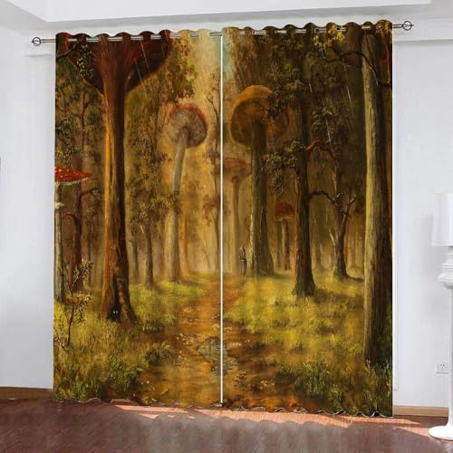 HABEAT 3D Pilz Vorhänge Abdunkelnde Pilz Kinder vorhänge Vorhang mit ösen 2er Set Gardinen Blickdicht Verdunkelungs für Kinderzimmer Schlafzimmer Wohnzimmer B 150 X H 166 cm（Stil 4-10） von HABEAT