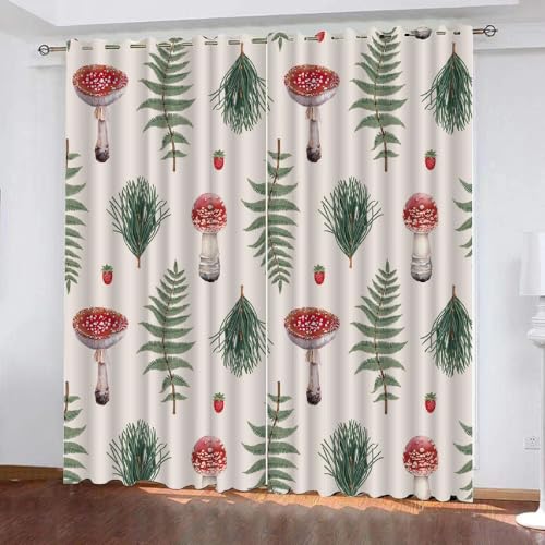 HABEAT 3D Pilz Vorhang Abdunkelnde Pilz Polyester Vorhänge mit ösen 2er Set Gardinen Blickdicht Verdunkelungs Geräuschreduzierung für Schlafzimmer Wohnzimmer B 234 X H 137 cm（Stil 3-6） von HABEAT