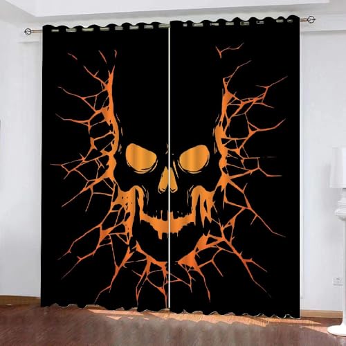 HABEAT 3D Schädel Gardinen Abdunkelnde Gotisch Kindervorhänge Vorhang mit ösen 2er Set Vorhänge Blickdicht Verdunkelungs für Kinderzimmer Schlafzimmer Wohnzimmer B 140 X H 160 cm（Stil 4-8） von HABEAT
