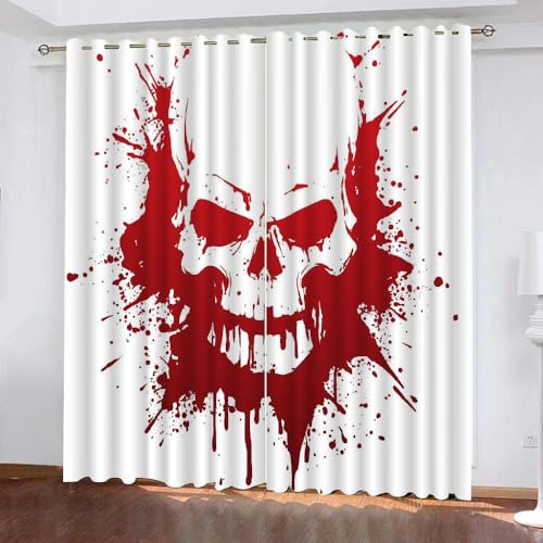 HABEAT 3D Totenköpfe Gardinen Abdunkelnde Schädel Kindervorhänge Vorhang mit ösen 2er Set Vorhänge Blickdicht Verdunkelungs für Kinderzimmer Schlafzimmer Wohnzimmer B 200 X H 160 cm（Stil 4-9） von HABEAT