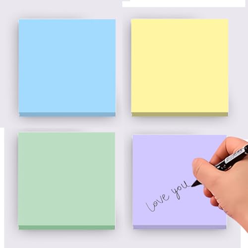 400 Haftnotizen, quadratische Selbstklebende Haftnotizen für Notizen, to-Do-Liste, 4 Bücher 76x76mm (4 Farben) von HABNI