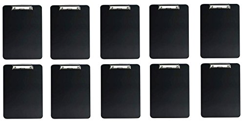 10er Set Klemmbrett Din A4 schwarz mit Klemme aus Metall Schreibunterlage Clipboard Schreibbrett Schreibplatte Klemmmappe Schreibmappe von HAC24