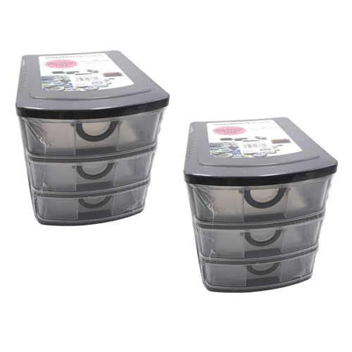 2er Set Schubladenbox Kunststoff 19 x 14,5 x 16 cm 3 Schubladen Organizer Stapelbar Sortierbox Kleinteilebox 2er Set Schubladenbox Kunststoff 19 x 14,5 x 16 cm 3 Schubladen Organizer Stapelbar Sortierbox Kleinteilebox von HAC24