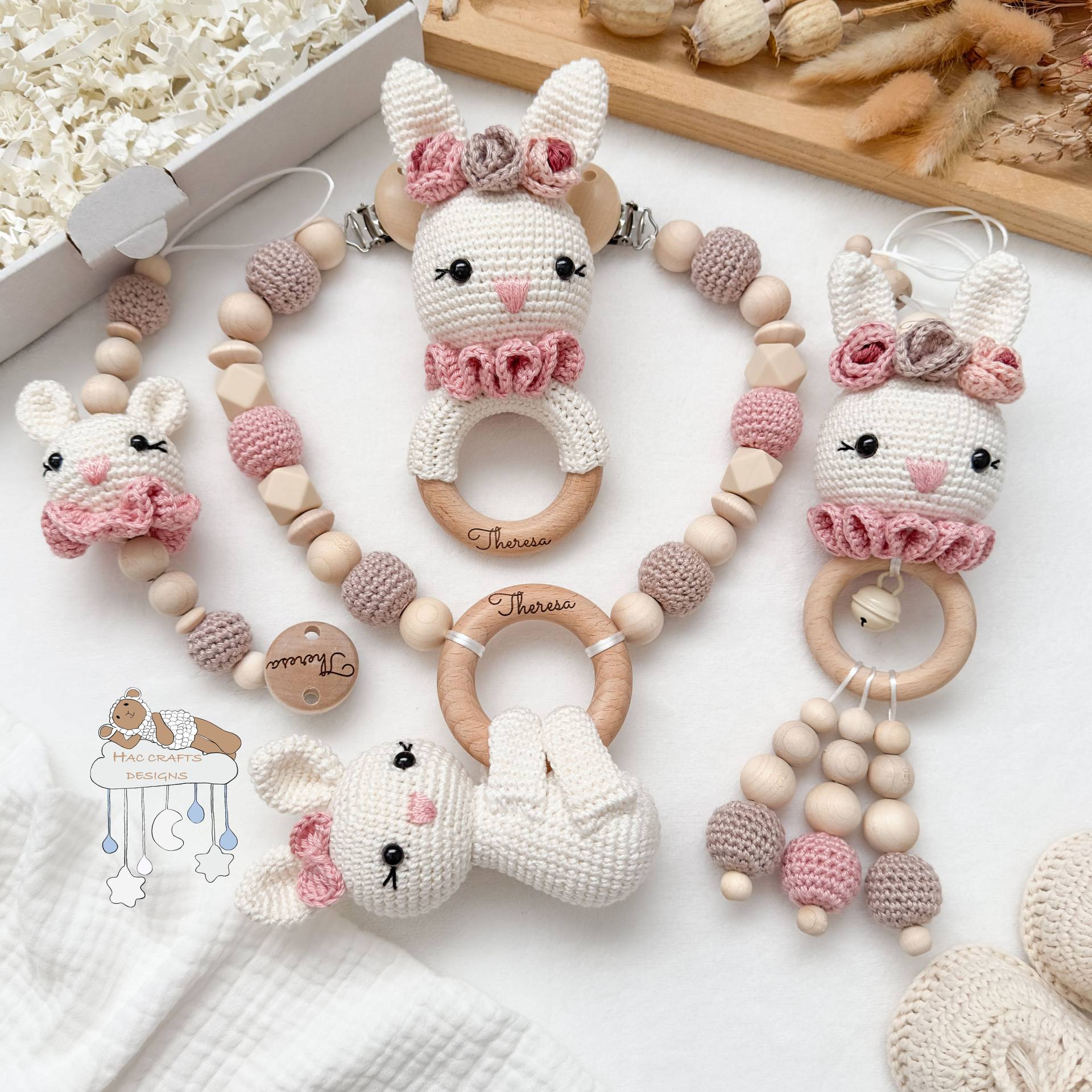 Personalisiert Hase Creme Und Rosa Sparset Kinderwagenkette Anhänger Greifring Schnullerkette Babyshower Taufe Geburtsgeschenk Mit Gravur Personalisiert Hase Creme Und Rosa Sparset Kinderwagenkette Anhänger Greifring Schnullerkette Babyshower Taufe Geburtsgeschenk Mit Gravur von HACCraftsLittle