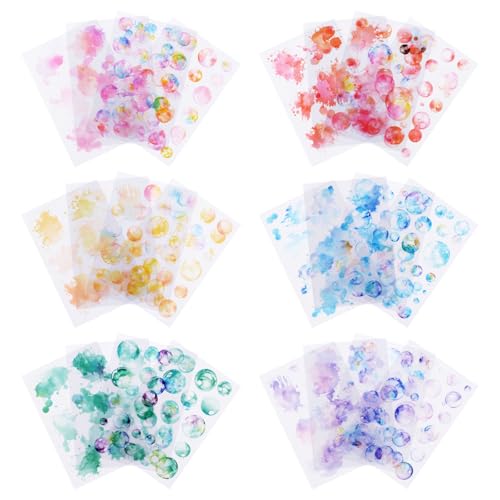 HACRAHO Bubbles PET S-Ticker, transparente Aufkleber für Wasserflaschen, vorgeschnittene bunte Aufkleber für Tagebuch, Scrapbooking und Bastelarbeiten, 24 Blatt HACRAHO Bubbles PET S-Ticker, transparente Aufkleber für Wasserflaschen, vorgeschnittene bunte Aufkleber für Tagebuch, Scrapbooking und Bastelarbeiten, 24 Blatt von HACRAHO