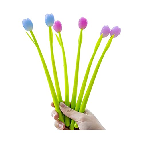 Farbwechselnde Tulpen-kugelschreiber, Gel-tinten-rollerball-stifte, 0,38 Mm Schwarzer Gel-tinten-stift, Kleiner Frischer Und Niedlicher Kreativer Gel-tinten-rollerball-stift (12 pcs) von HADAVAKA