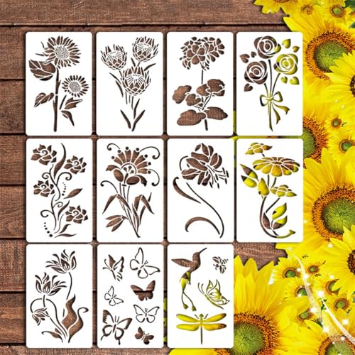 Garden Fence Large Flower Stencils DIY Painting Templates, Reusable Flower Stencils For Painting, Flower Yard Spray Paint Crafts Stencils, Large Stencils for Fence Garden Decor (11 PCS) von HADAVAKA