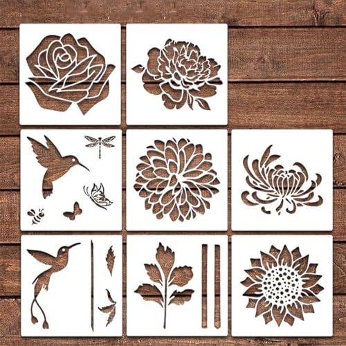 Große Blumenschablonen Für Den Gartenzaun Diy-Malvorlagen Wiederverwendbare Blumenschablonen Zum Malen Blumenschablonen Für Den Garten Große Schablonen Für Zaun Und Gartendekoration (8 PCS) von HADAVAKA