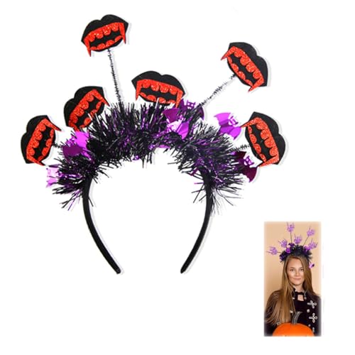 HADAVAKA Halloween-schädel-haarschmuck, Geisterfest-partydekorationen, Haarschmuck, Lustige Bunte Kopfbedeckung, Party-kostümzubehör, Mehrere Optionen Verfügbar (Blood Fang) von HADAVAKA