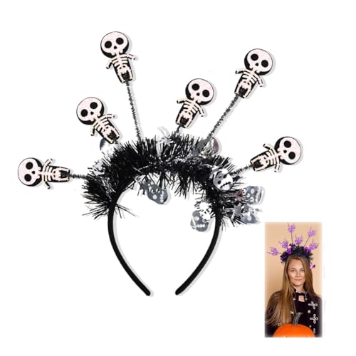 HADAVAKA Halloween-schädel-haarschmuck, Geisterfest-partydekorationen, Haarschmuck, Lustige Bunte Kopfbedeckung, Party-kostümzubehör, Mehrere Optionen Verfügbar (Skull-A) von HADAVAKA